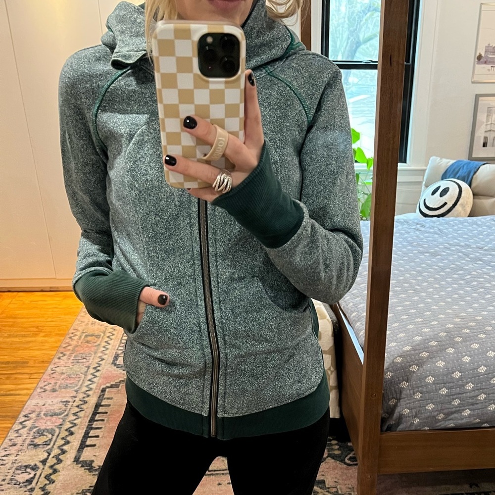 Lululemon green speckled full zip up hoodie